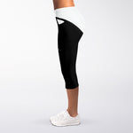 Black And White Cat Yin Yang Print Women's Capri Leggings
