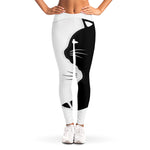 Black And White Cat Yin Yang Print Women's Leggings