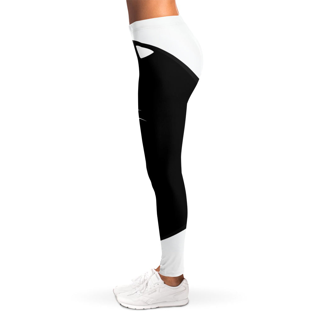 Black And White Cat Yin Yang Print Women's Leggings
