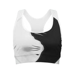 Black And White Cat Yin Yang Print Women's Sports Bra