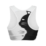 Black And White Cat Yin Yang Print Women's Sports Bra