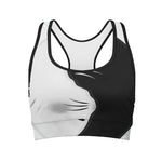 Black And White Cat Yin Yang Print Women's Sports Bra