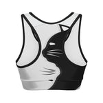 Black And White Cat Yin Yang Print Women's Sports Bra