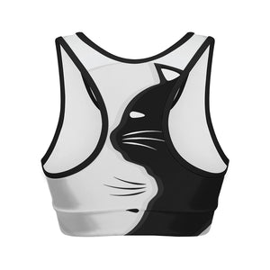 Black Cat Knitted Pattern Print Women's Sports Bra – GearFrost