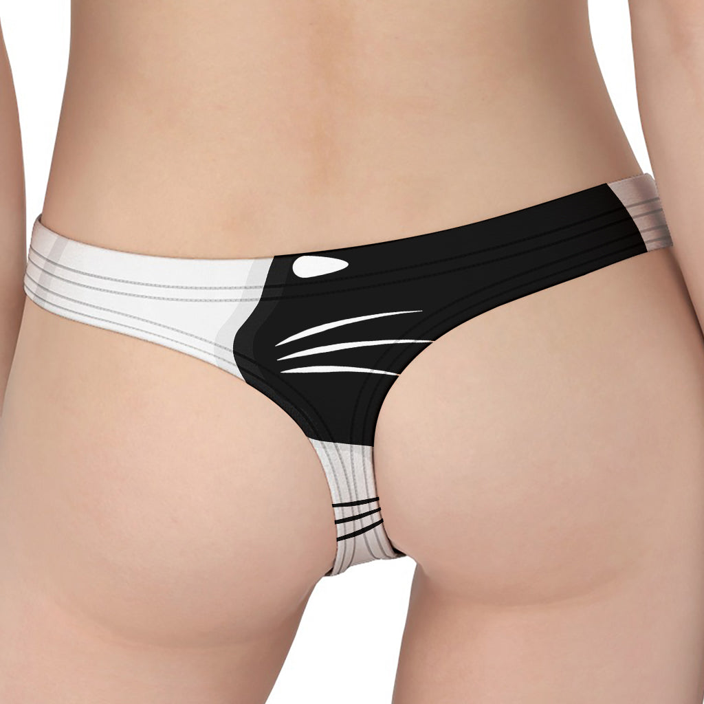 Black And White Cat Yin Yang Print Women's Thong