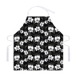 Black And White Cattleya Pattern Print Adjustable Apron
