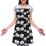 Black And White Cattleya Pattern Print Adjustable Apron