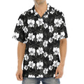 Black And White Cattleya Pattern Print Aloha Shirt
