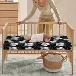 Black And White Cattleya Pattern Print Baby Crib Sheet