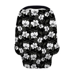 Black And White Cattleya Pattern Print Baby Seat Cover