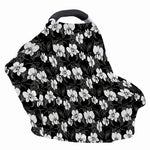 Black And White Cattleya Pattern Print Baby Seat Cover