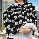 Black And White Cattleya Pattern Print Baby Seat Cover