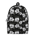 Black And White Cattleya Pattern Print School Backpack