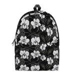 Black And White Cattleya Pattern Print Backpack