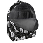 Black And White Cattleya Pattern Print Backpack