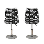 Black And White Cattleya Pattern Print Bar Stool Covers