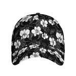 Black And White Cattleya Pattern Print Baseball Cap