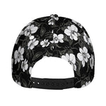 Black And White Cattleya Pattern Print Baseball Cap