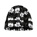Black And White Cattleya Pattern Print Beanie