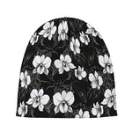 Black And White Cattleya Pattern Print Beanie