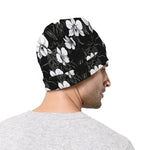 Black And White Cattleya Pattern Print Beanie