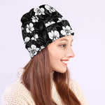 Black And White Cattleya Pattern Print Beanie