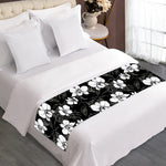 Black And White Cattleya Pattern Print Bed Runner
