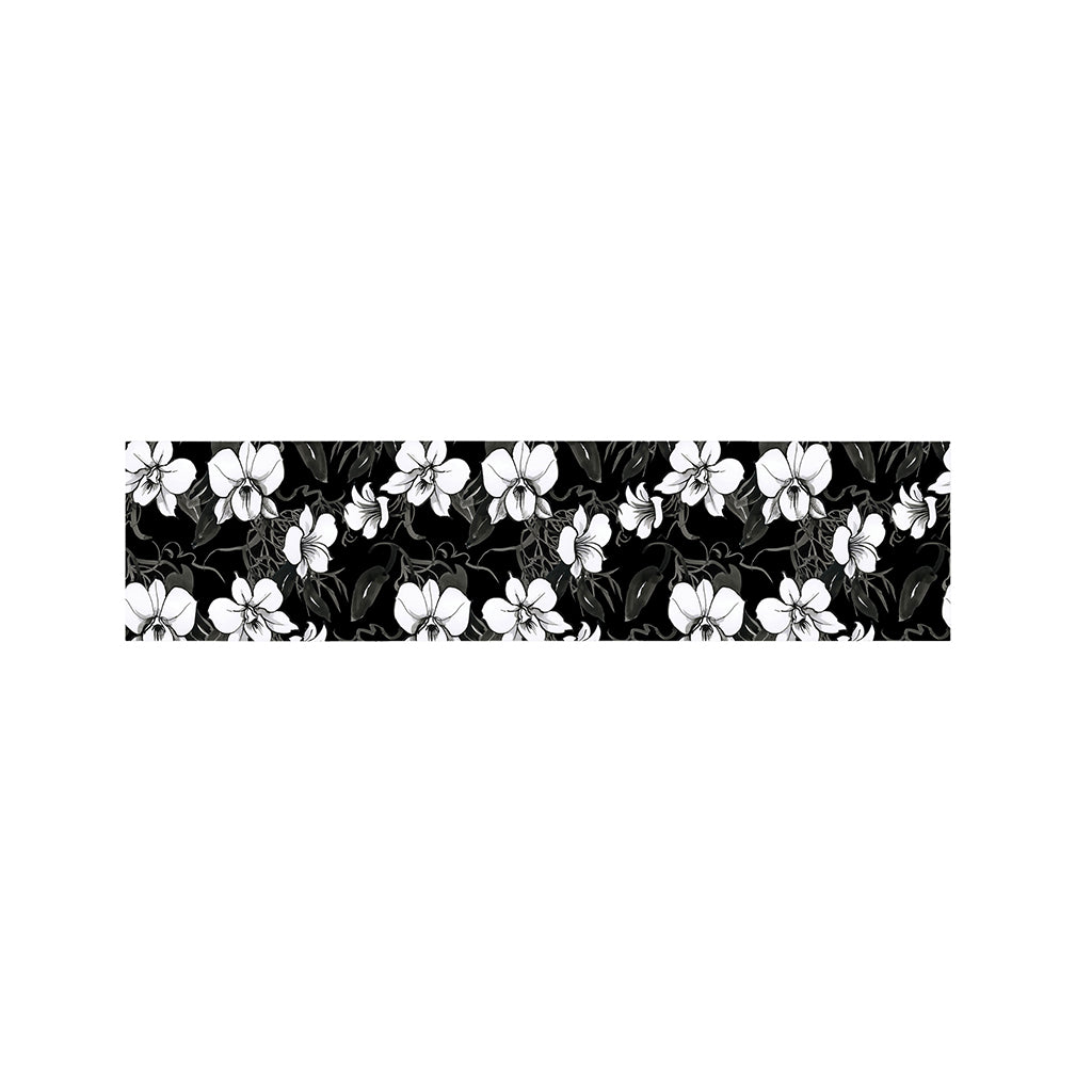 Black And White Cattleya Pattern Print Bed Runner