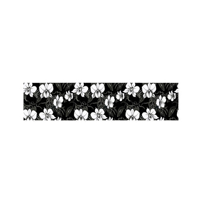 Black And White Cattleya Pattern Print Bed Runner