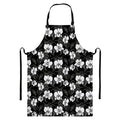 Black And White Cattleya Pattern Print Bib Apron With Pocket