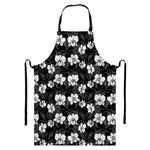 Black And White Cattleya Pattern Print Bib Apron With Pocket