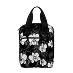 Black And White Cattleya Pattern Print Bible Tote Bag