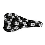 Black And White Cattleya Pattern Print Bicycle Seat Cover