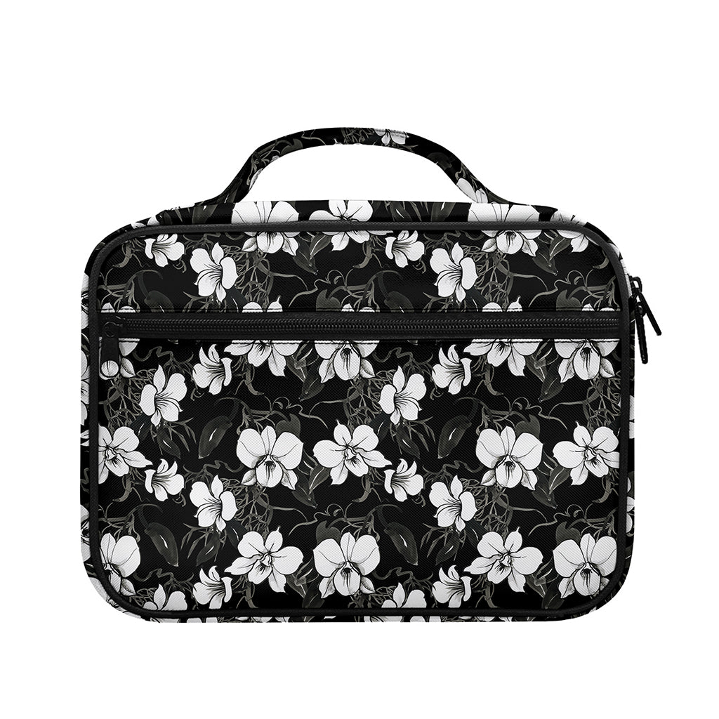 Black And White Cattleya Pattern Print Briefcase Bible Bag