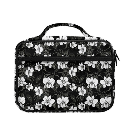 Black And White Cattleya Pattern Print Briefcase Bible Bag