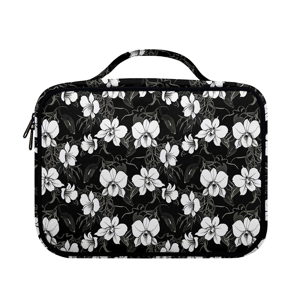 Black And White Cattleya Pattern Print Briefcase Bible Bag