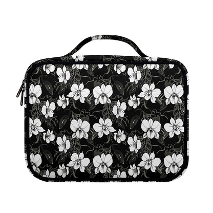 Black And White Cattleya Pattern Print Briefcase Bible Bag