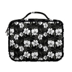 Black And White Cattleya Pattern Print Briefcase Bible Bag