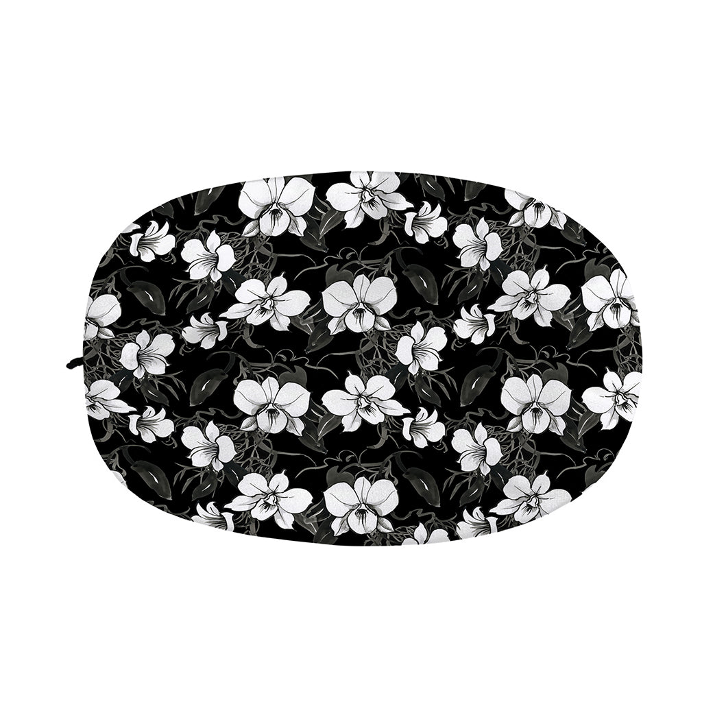 Black And White Cattleya Pattern Print Car Side Mirror Covers