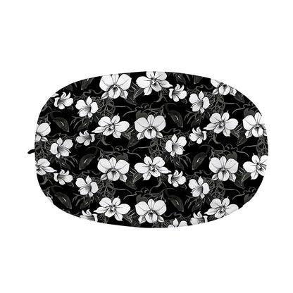 Black And White Cattleya Pattern Print Car Side Mirror Covers