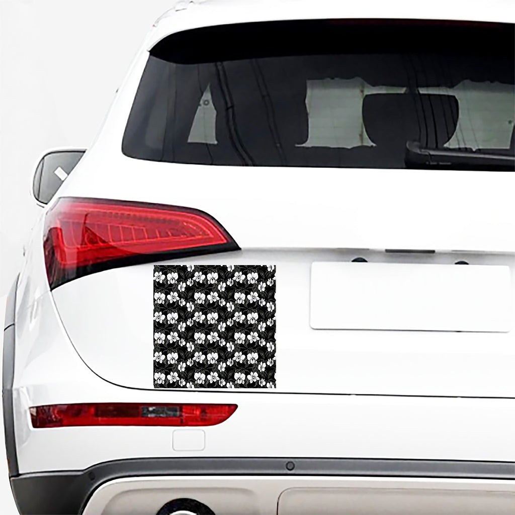 Black And White Cattleya Pattern Print Car Sticker
