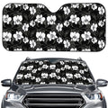 Black And White Cattleya Pattern Print Car Windshield Sun Shade