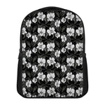 Black And White Cattleya Pattern Print Casual Backpack
