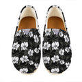 Black And White Cattleya Pattern Print Casual Shoes