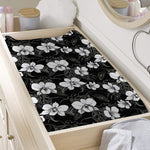 Black And White Cattleya Pattern Print Changing Pad Cover