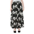 Black And White Cattleya Pattern Print Chiffon Maxi Skirt