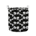 Black And White Cattleya Pattern Print Collapsible Laundry Basket