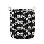 Black And White Cattleya Pattern Print Collapsible Laundry Basket