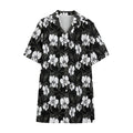 Black And White Cattleya Pattern Print Cotton Hawaiian Shirt