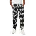 Black And White Cattleya Pattern Print Cotton Sweatpants